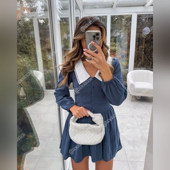 NWT ZARA Benla SHORT DRESS WITHβBIB COLLAR - Picture 2 of 16